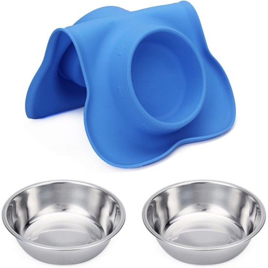 Hubulk Pet Dog Bowls, 2 Stainless Steel Dog Bowls with Leak Proof Non-Slip Silicone Mat + Pet Food Scoop, Water and Food Bowls for Feeding Small Puppies (XL, Mint Green) Hubulk Pet Dog Bowls, 2 Stainless Steel Dog Bowls with Leak Proof Non-Slip Silicone Mat + Pet Food Scoop, Water and Food Bowls for Feeding Small Puppies (XL, Mint Green)