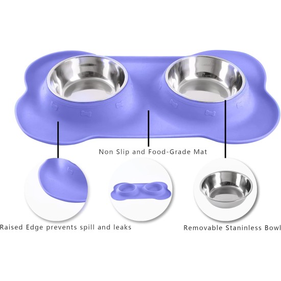 Hubulk Pet Dog Bowls, 2 Stainless Steel Dog Bowls with Leak Proof Non-Slip Silicone Mat + Pet Food Scoop, Water and Food Bowls for Feeding Small Puppies (XL, Mint Green) Hubulk Pet Dog Bowls, 2 Stainless Steel Dog Bowls with Leak Proof Non-Slip Silicone Mat + Pet Food Scoop, Water and Food Bowls for Feeding Small Puppies (XL, Mint Green)