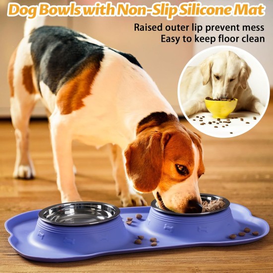 Hubulk Pet Dog Bowls, 2 Stainless Steel Dog Bowls with Leak Proof Non-Slip Silicone Mat + Pet Food Scoop, Water and Food Bowls for Feeding Small Puppies (XL, Mint Green) Hubulk Pet Dog Bowls, 2 Stainless Steel Dog Bowls with Leak Proof Non-Slip Silicone Mat + Pet Food Scoop, Water and Food Bowls for Feeding Small Puppies (XL, Mint Green)