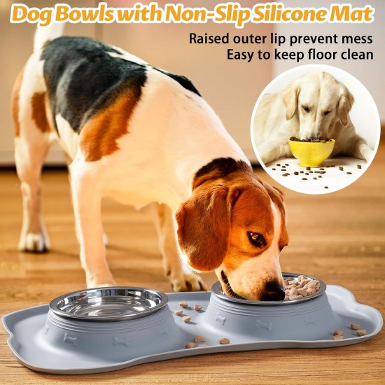 Hubulk Pet Dog Bowls, 2 Stainless Steel Dog Bowls with Leak Proof Non-Slip Silicone Mat + Pet Food Scoop, Water and Food Bowls for Feeding Small Puppies (XL, Mint Green) Hubulk Pet Dog Bowls, 2 Stainless Steel Dog Bowls with Leak Proof Non-Slip Silicone Mat + Pet Food Scoop, Water and Food Bowls for Feeding Small Puppies (XL, Mint Green)
