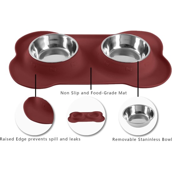 Hubulk Pet Dog Bowls, 2 Stainless Steel Dog Bowls with Leak Proof Non-Slip Silicone Mat + Pet Food Scoop, Water and Food Bowls for Feeding Small Puppies (XL, Mint Green) Hubulk Pet Dog Bowls, 2 Stainless Steel Dog Bowls with Leak Proof Non-Slip Silicone Mat + Pet Food Scoop, Water and Food Bowls for Feeding Small Puppies (XL, Mint Green)