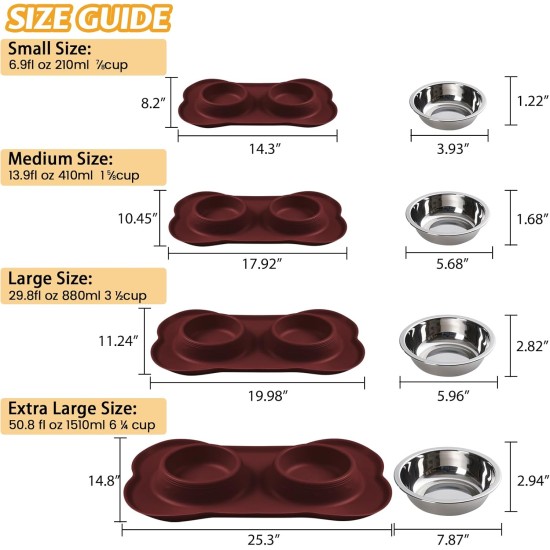 Hubulk Pet Dog Bowls, 2 Stainless Steel Dog Bowls with Leak Proof Non-Slip Silicone Mat + Pet Food Scoop, Water and Food Bowls for Feeding Small Puppies (XL, Mint Green) Hubulk Pet Dog Bowls, 2 Stainless Steel Dog Bowls with Leak Proof Non-Slip Silicone Mat + Pet Food Scoop, Water and Food Bowls for Feeding Small Puppies (XL, Mint Green)