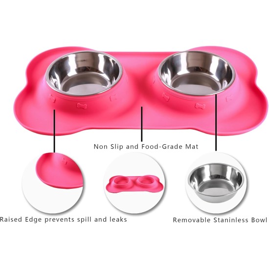 Hubulk Pet Dog Bowls, 2 Stainless Steel Dog Bowls with Leak Proof Non-Slip Silicone Mat + Pet Food Scoop, Water and Food Bowls for Feeding Small Puppies (XL, Mint Green) Hubulk Pet Dog Bowls, 2 Stainless Steel Dog Bowls with Leak Proof Non-Slip Silicone Mat + Pet Food Scoop, Water and Food Bowls for Feeding Small Puppies (XL, Mint Green)