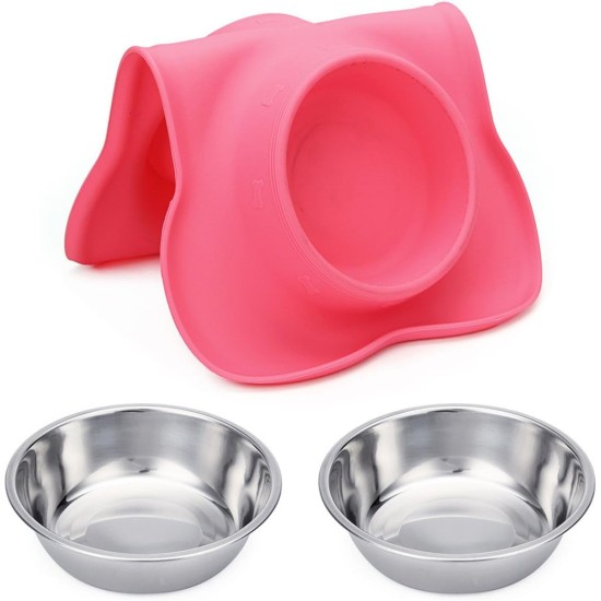 Hubulk Pet Dog Bowls, 2 Stainless Steel Dog Bowls with Leak Proof Non-Slip Silicone Mat + Pet Food Scoop, Water and Food Bowls for Feeding Small Puppies (XL, Mint Green) Hubulk Pet Dog Bowls, 2 Stainless Steel Dog Bowls with Leak Proof Non-Slip Silicone Mat + Pet Food Scoop, Water and Food Bowls for Feeding Small Puppies (XL, Mint Green)