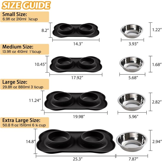 Hubulk Pet Dog Bowls, 2 Stainless Steel Dog Bowls with Leak Proof Non-Slip Silicone Mat + Pet Food Scoop, Water and Food Bowls for Feeding Small Puppies (XL, Mint Green) Hubulk Pet Dog Bowls, 2 Stainless Steel Dog Bowls with Leak Proof Non-Slip Silicone Mat + Pet Food Scoop, Water and Food Bowls for Feeding Small Puppies (XL, Mint Green)