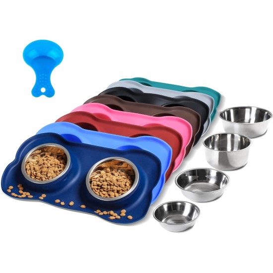 Hubulk Pet Dog Bowls, 2 Stainless Steel Dog Bowls with Leak Proof Non-Slip Silicone Mat + Pet Food Scoop, Water and Food Bowls for Feeding Small Puppies (XL, Mint Green) Hubulk Pet Dog Bowls, 2 Stainless Steel Dog Bowls with Leak Proof Non-Slip Silicone Mat + Pet Food Scoop, Water and Food Bowls for Feeding Small Puppies (XL, Mint Green)