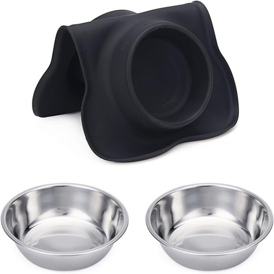 Hubulk Pet Dog Bowls, 2 Stainless Steel Dog Bowls with Leak Proof Non-Slip Silicone Mat + Pet Food Scoop, Water and Food Bowls for Feeding Small Puppies (XL, Mint Green) Hubulk Pet Dog Bowls, 2 Stainless Steel Dog Bowls with Leak Proof Non-Slip Silicone Mat + Pet Food Scoop, Water and Food Bowls for Feeding Small Puppies (XL, Mint Green)