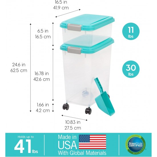 IRIS 3- Piece Airtight Pet Food Storage Container Combo, Navy Blue IRIS 3- Piece Airtight Pet Food Storage Container Combo, Navy Blue