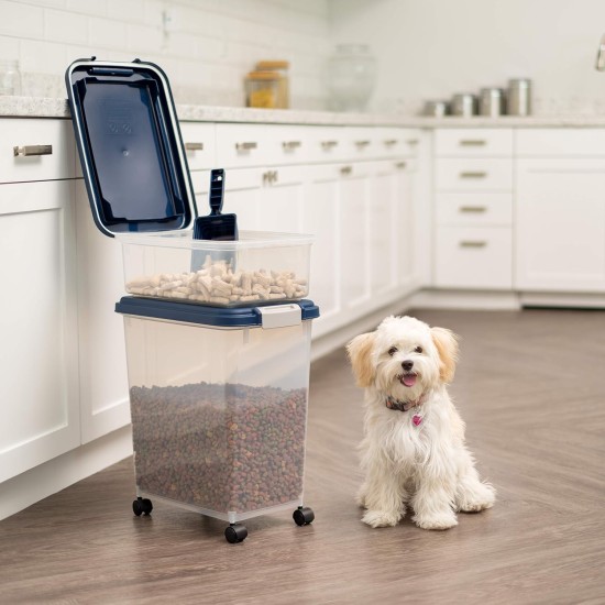 IRIS 3- Piece Airtight Pet Food Storage Container Combo, Navy Blue IRIS 3- Piece Airtight Pet Food Storage Container Combo, Navy Blue