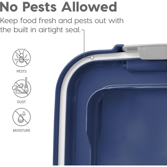 IRIS 3- Piece Airtight Pet Food Storage Container Combo, Navy Blue IRIS 3- Piece Airtight Pet Food Storage Container Combo, Navy Blue