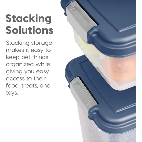 IRIS 3- Piece Airtight Pet Food Storage Container Combo, Navy Blue IRIS 3- Piece Airtight Pet Food Storage Container Combo, Navy Blue