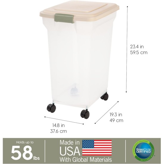 IRIS Premium Airtight Pet Food Storage Container, 67-Quart, Almond by IRIS USA, Inc. IRIS Premium Airtight Pet Food Storage Container, 67-Quart, Almond by IRIS USA, Inc.