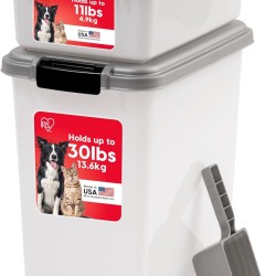 IRIS USA Dog Food Storage Container 13.6 kg & 5.0 kg Combo Cat Food Storage Container Dog Treat Container Airtight Stackable 2 Cups Scoop Wheels Easy Mobility Silver IRIS USA Dog Food Storage Container 13.6 kg & 5.0 kg Combo Cat Food Storage Container Dog Treat Container Airtight Stackable 2 Cups Scoop Wheels Easy Mobility Silver