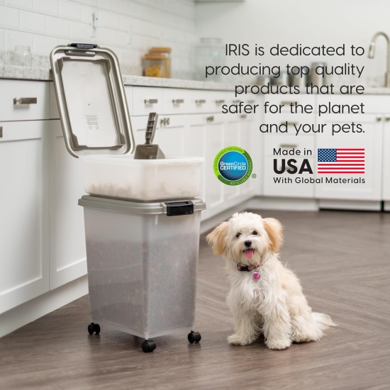 IRIS USA Dog Food Storage Container 13.6 kg & 5.0 kg Combo Cat Food Storage Container Dog Treat Container Airtight Stackable 2 Cups Scoop Wheels Easy Mobility Silver IRIS USA Dog Food Storage Container 13.6 kg & 5.0 kg Combo Cat Food Storage Container Dog Treat Container Airtight Stackable 2 Cups Scoop Wheels Easy Mobility Silver