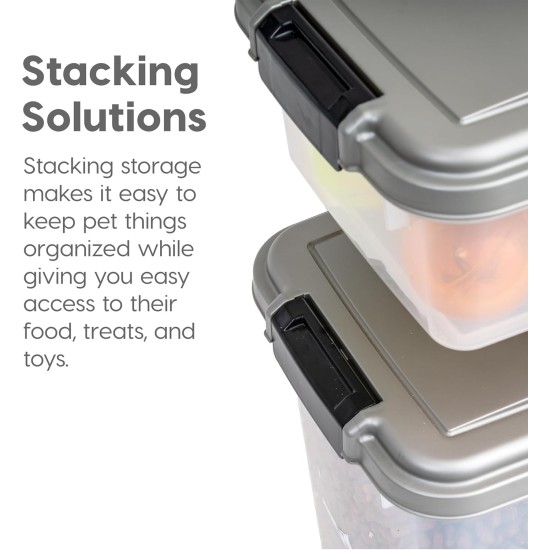 IRIS USA Dog Food Storage Container 13.6 kg & 5.0 kg Combo Cat Food Storage Container Dog Treat Container Airtight Stackable 2 Cups Scoop Wheels Easy Mobility Silver IRIS USA Dog Food Storage Container 13.6 kg & 5.0 kg Combo Cat Food Storage Container Dog Treat Container Airtight Stackable 2 Cups Scoop Wheels Easy Mobility Silver