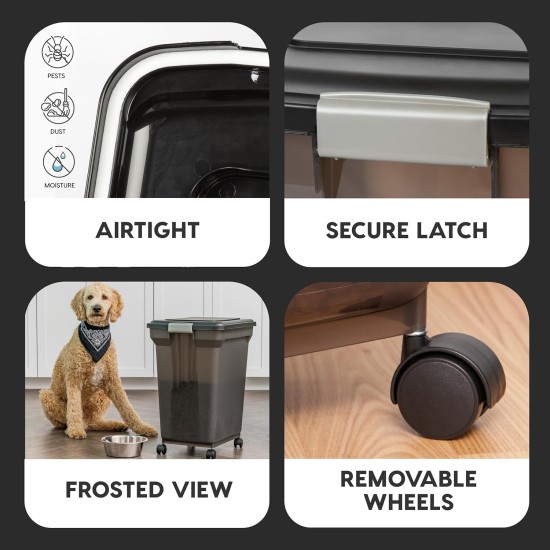 Iris Airtight Pet Food Storage Container Smoke/Black STORAGE-XL Iris Airtight Pet Food Storage Container Smoke/Black STORAGE-XL