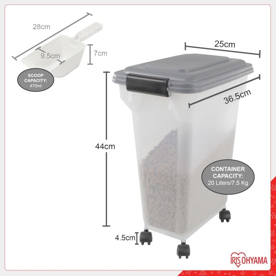 Iris Ohyama ATS-L Dog Food Storage with Wheels, 45 L/15 kg, Black, Airtight Food Box, Dry Food, Food Container, for Dogs, Cats, Pet Food Container, Shovel, BPA-Free, Food Bin, ATS-L Iris Ohyama ATS-L Dog Food Storage with Wheels, 45 L/15 kg, Black, Airtight Food Box, Dry Food, Food Container, for Dogs, Cats, Pet Food Container, Shovel, BPA-Free, Food Bin, ATS-L