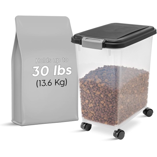 Iris Ohyama ATS-L Dog Food Storage with Wheels, 45 L/15 kg, Black, Airtight Food Box, Dry Food, Food Container, for Dogs, Cats, Pet Food Container, Shovel, BPA-Free, Food Bin, ATS-L Iris Ohyama ATS-L Dog Food Storage with Wheels, 45 L/15 kg, Black, Airtight Food Box, Dry Food, Food Container, for Dogs, Cats, Pet Food Container, Shovel, BPA-Free, Food Bin, ATS-L