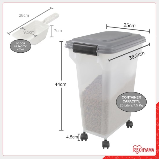 Iris Ohyama ATS-L Dog Food Storage with Wheels, 45 L/15 kg, Black, Airtight Food Box, Dry Food, Food Container, for Dogs, Cats, Pet Food Container, Shovel, BPA-Free, Food Bin, ATS-L Iris Ohyama ATS-L Dog Food Storage with Wheels, 45 L/15 kg, Black, Airtight Food Box, Dry Food, Food Container, for Dogs, Cats, Pet Food Container, Shovel, BPA-Free, Food Bin, ATS-L