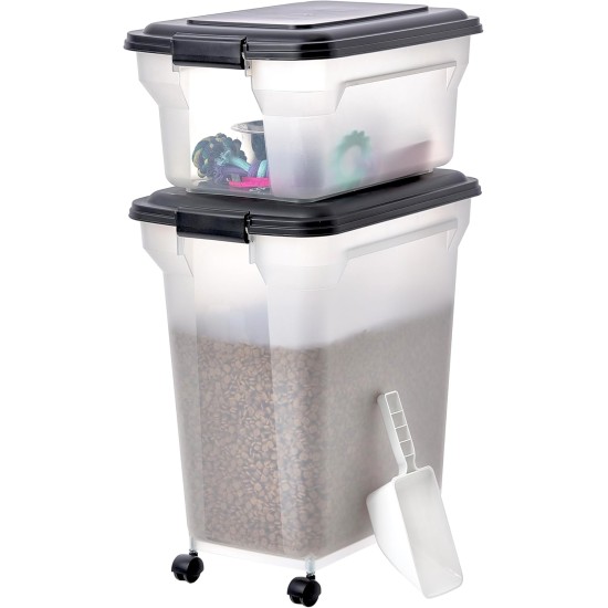 Iris Ohyama ATS-L Dog Food Storage with Wheels, 45 L/15 kg, Black, Airtight Food Box, Dry Food, Food Container, for Dogs, Cats, Pet Food Container, Shovel, BPA-Free, Food Bin, ATS-L Iris Ohyama ATS-L Dog Food Storage with Wheels, 45 L/15 kg, Black, Airtight Food Box, Dry Food, Food Container, for Dogs, Cats, Pet Food Container, Shovel, BPA-Free, Food Bin, ATS-L