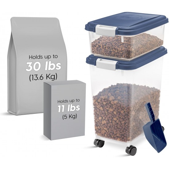 Iris Ohyama ATS-L Dog Food Storage with Wheels, 45 L/15 kg, Blue, Airtight Food Box, Dry Food, Food Container, for Dogs, Cats, Pet Food Container, Shovel, BPA-Free, Food Bin, ATS-L Iris Ohyama ATS-L Dog Food Storage with Wheels, 45 L/15 kg, Blue, Airtight Food Box, Dry Food, Food Container, for Dogs, Cats, Pet Food Container, Shovel, BPA-Free, Food Bin, ATS-L