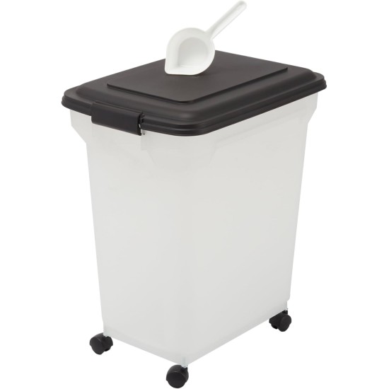 Iris Ohyama Dog Food Storage with Wheels, 45 L/15 kg, Black, Airtight Food Box, Dry Food, Food Container, for Dogs, Cats, Pet Food Container, Shovel, BPA-Free, Feeding Bin Iris Ohyama Dog Food Storage with Wheels, 45 L/15 kg, Black, Airtight Food Box, Dry Food, Food Container, for Dogs, Cats, Pet Food Container, Shovel, BPA-Free, Feeding Bin