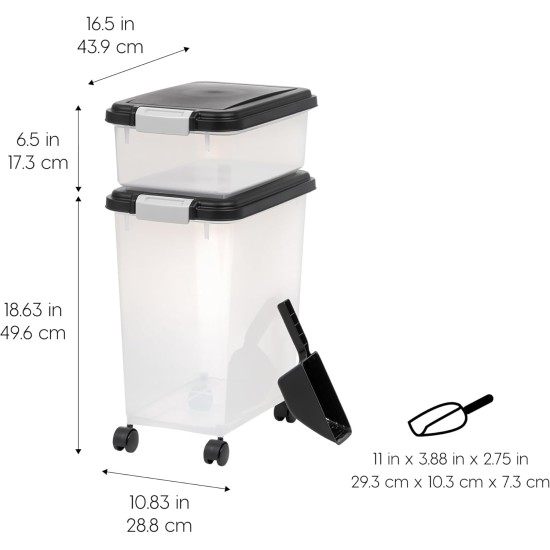 Iris Ohyama Dog Food Storage with Wheels, 45 L/15 kg, Black, Airtight Food Box, Dry Food, Food Container, for Dogs, Cats, Pet Food Container, Shovel, BPA-Free, Feeding Bin Iris Ohyama Dog Food Storage with Wheels, 45 L/15 kg, Black, Airtight Food Box, Dry Food, Food Container, for Dogs, Cats, Pet Food Container, Shovel, BPA-Free, Feeding Bin