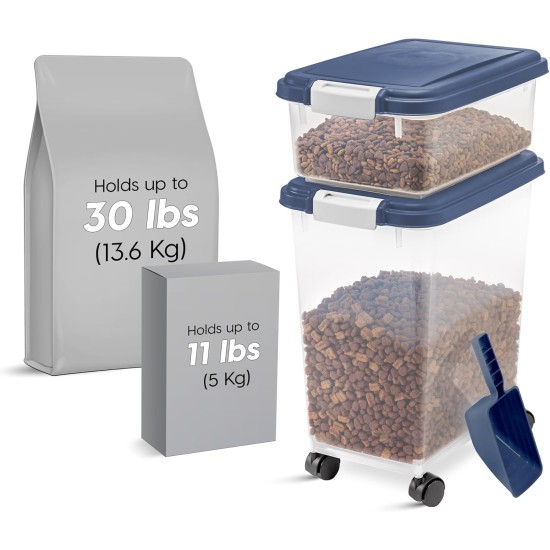 Iris Ohyama Dog Food Storage with Wheels, 45 L/15 kg, Black, Airtight Food Box, Dry Food, Food Container, for Dogs, Cats, Pet Food Container, Shovel, BPA-Free, Feeding Bin Iris Ohyama Dog Food Storage with Wheels, 45 L/15 kg, Black, Airtight Food Box, Dry Food, Food Container, for Dogs, Cats, Pet Food Container, Shovel, BPA-Free, Feeding Bin