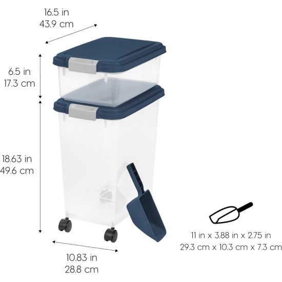 Iris Ohyama Dog Food Storage with Wheels, 45 L/15 kg, Black, Airtight Food Box, Dry Food, Food Container, for Dogs, Cats, Pet Food Container, Shovel, BPA-Free, Feeding Bin Iris Ohyama Dog Food Storage with Wheels, 45 L/15 kg, Black, Airtight Food Box, Dry Food, Food Container, for Dogs, Cats, Pet Food Container, Shovel, BPA-Free, Feeding Bin