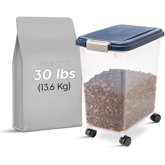 Iris Ohyama Dog Food Storage with Wheels, 45 L/15 kg, Black, Airtight Food Box, Dry Food, Food Container, for Dogs, Cats, Pet Food Container, Shovel, BPA-Free, Feeding Bin Iris Ohyama Dog Food Storage with Wheels, 45 L/15 kg, Black, Airtight Food Box, Dry Food, Food Container, for Dogs, Cats, Pet Food Container, Shovel, BPA-Free, Feeding Bin