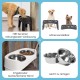 Iris Ohyama, Set of 2 Raised Slow Feeder Bowls, Dog Feeding Bowls, D29 x W54 x H31 cm, Set of 2, Foldable and Digestive Friendly, PEF-L, for Dogs, White