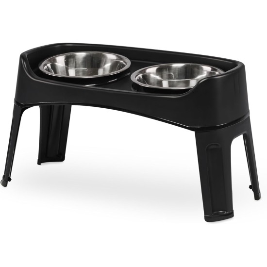Iris Ohyama, Set of 2 Raised Slow Feeder Bowls, Dog Feeding Bowls, D29 x W54 x H31 cm, Set of 2, Foldable and Digestive Friendly, PEF-L, for Dogs, White Iris Ohyama, Set of 2 Raised Slow Feeder Bowls, Dog Feeding Bowls, D29 x W54 x H31 cm, Set of 2, Foldable and Digestive Friendly, PEF-L, for Dogs, White