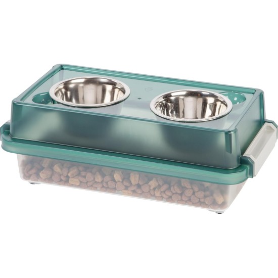 Iris Ohyama, Set of 2 Raised Slow Feeder Bowls, Dog Feeding Bowls, D29 x W54 x H31 cm, Set of 2, Foldable and Digestive Friendly, PEF-L, for Dogs, White Iris Ohyama, Set of 2 Raised Slow Feeder Bowls, Dog Feeding Bowls, D29 x W54 x H31 cm, Set of 2, Foldable and Digestive Friendly, PEF-L, for Dogs, White