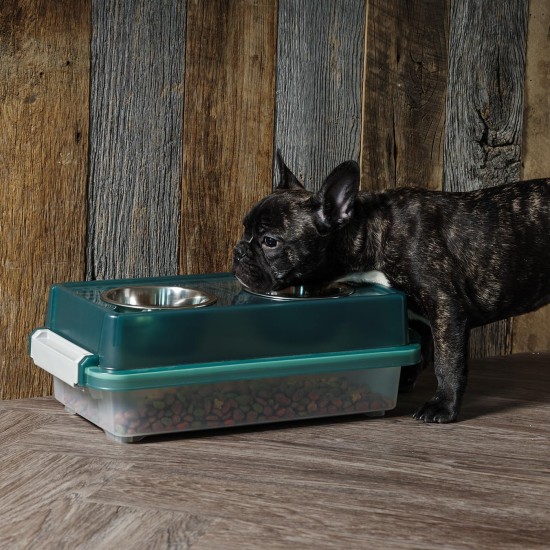 Iris Ohyama, Set of 2 Raised Slow Feeder Bowls, Dog Feeding Bowls, D29 x W54 x H31 cm, Set of 2, Foldable and Digestive Friendly, PEF-L, for Dogs, White Iris Ohyama, Set of 2 Raised Slow Feeder Bowls, Dog Feeding Bowls, D29 x W54 x H31 cm, Set of 2, Foldable and Digestive Friendly, PEF-L, for Dogs, White