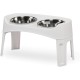 Iris Ohyama, Set of 2 Raised Slow Feeder Bowls, Dog Feeding Bowls, D29 x W54 x H31 cm, Set of 2, Foldable and Digestive Friendly, PEF-L, for Dogs, White