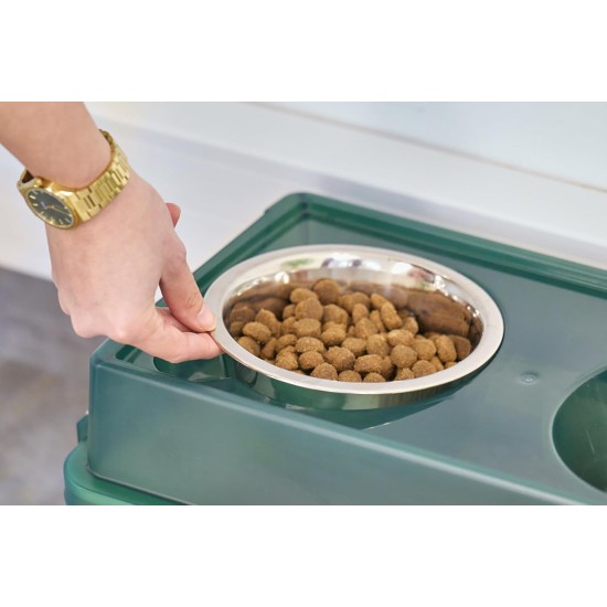 Iris Ohyama, Set of 2 Raised Slow Feeder Bowls, Dog Feeding Bowls, D29 x W54 x H31 cm, Set of 2, Foldable and Digestive Friendly, PEF-L, for Dogs, White Iris Ohyama, Set of 2 Raised Slow Feeder Bowls, Dog Feeding Bowls, D29 x W54 x H31 cm, Set of 2, Foldable and Digestive Friendly, PEF-L, for Dogs, White