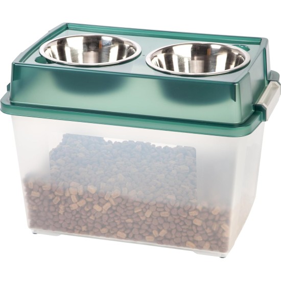 Iris Ohyama, Set of 2 Raised Slow Feeder Bowls, Dog Feeding Bowls, D29 x W54 x H31 cm, Set of 2, Foldable and Digestive Friendly, PEF-L, for Dogs, White Iris Ohyama, Set of 2 Raised Slow Feeder Bowls, Dog Feeding Bowls, D29 x W54 x H31 cm, Set of 2, Foldable and Digestive Friendly, PEF-L, for Dogs, White