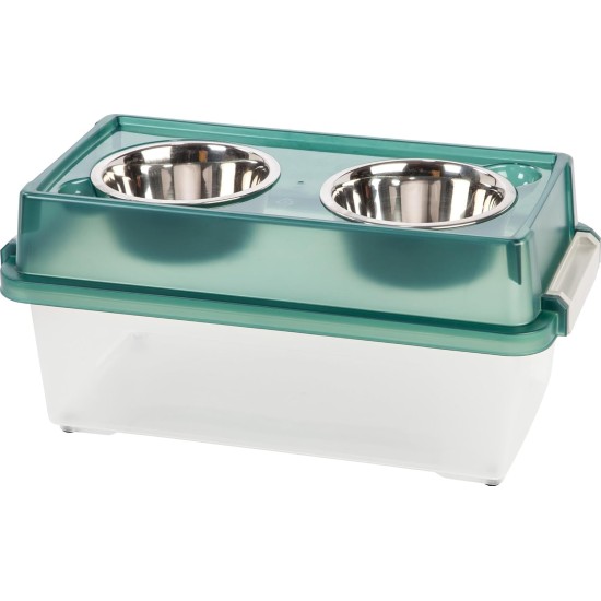 Iris Ohyama, Set of 2 Raised Slow Feeder Bowls, Dog Feeding Bowls, D29 x W54 x H31 cm, Set of 2, Foldable and Digestive Friendly, PEF-L, for Dogs, White Iris Ohyama, Set of 2 Raised Slow Feeder Bowls, Dog Feeding Bowls, D29 x W54 x H31 cm, Set of 2, Foldable and Digestive Friendly, PEF-L, for Dogs, White