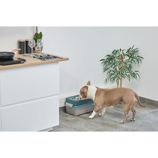 Iris Ohyama, Set of 2 Raised Slow Feeder Bowls, Dog Feeding Bowls, D29 x W54 x H31 cm, Set of 2, Foldable and Digestive Friendly, PEF-L, for Dogs, White Iris Ohyama, Set of 2 Raised Slow Feeder Bowls, Dog Feeding Bowls, D29 x W54 x H31 cm, Set of 2, Foldable and Digestive Friendly, PEF-L, for Dogs, White