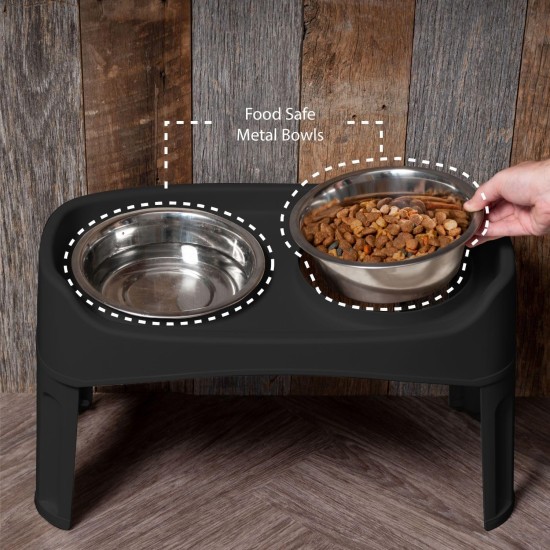 Iris Ohyama, Set of 2 Raised Slow Feeder Bowls, Dog Feeding Bowls, D29 x W54 x H31 cm, Set of 2, Foldable and Digestive Friendly, PEF-L, for Dogs, White Iris Ohyama, Set of 2 Raised Slow Feeder Bowls, Dog Feeding Bowls, D29 x W54 x H31 cm, Set of 2, Foldable and Digestive Friendly, PEF-L, for Dogs, White
