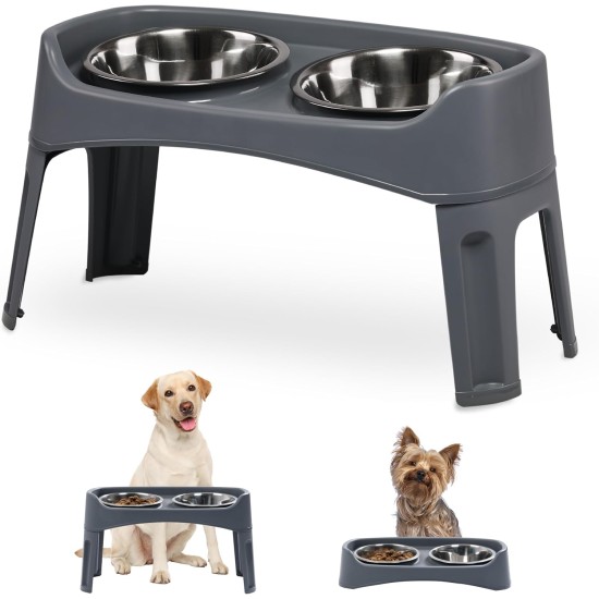 Iris Ohyama, Set of 2 Raised Slow Feeder Bowls, Dog Feeding Bowls, D29 x W54 x H31 cm, Set of 2, Foldable and Digestive Friendly, PEF-L, for Dogs, White Iris Ohyama, Set of 2 Raised Slow Feeder Bowls, Dog Feeding Bowls, D29 x W54 x H31 cm, Set of 2, Foldable and Digestive Friendly, PEF-L, for Dogs, White
