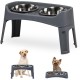 Iris Ohyama, Set of 2 Raised Slow Feeder Bowls, Dog Feeding Bowls, D29 x W54 x H31 cm, Set of 2, Foldable and Digestive Friendly, PEF-L, for Dogs, White