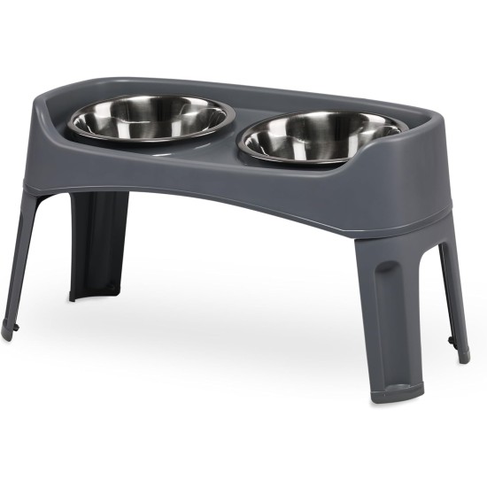Iris Ohyama, Set of 2 Raised Slow Feeder Bowls, Dog Feeding Bowls, D29 x W54 x H31 cm, Set of 2, Foldable and Digestive Friendly, PEF-L, for Dogs, White Iris Ohyama, Set of 2 Raised Slow Feeder Bowls, Dog Feeding Bowls, D29 x W54 x H31 cm, Set of 2, Foldable and Digestive Friendly, PEF-L, for Dogs, White