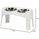 Iris Ohyama, Set of 2 Raised Slow Feeder Bowls, Dog Feeding Bowls, D29 x W54 x H31 cm, Set of 2, Foldable and Digestive Friendly, PEF-L, for Dogs, White