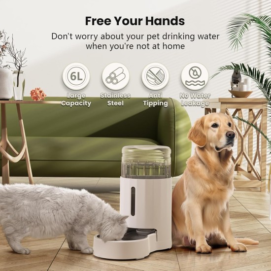 JUNSPOW 7L Stainless Steel Pet Water Dispenser, Large Capacity Gravity Pet Drinker, No Electricity & Ultra Silent Automatic Water Dispenser for Large Dogs/Multi-Cat Household, Black JUNSPOW 7L Stainless Steel Pet Water Dispenser, Large Capacity Gravity Pet Drinker, No Electricity & Ultra Silent Automatic Water Dispenser for Large Dogs/Multi-Cat Household, Black