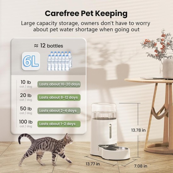 JUNSPOW 7L Stainless Steel Pet Water Dispenser, Large Capacity Gravity Pet Drinker, No Electricity & Ultra Silent Automatic Water Dispenser for Large Dogs/Multi-Cat Household, Black JUNSPOW 7L Stainless Steel Pet Water Dispenser, Large Capacity Gravity Pet Drinker, No Electricity & Ultra Silent Automatic Water Dispenser for Large Dogs/Multi-Cat Household, Black