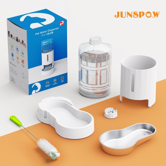 JUNSPOW 7L Stainless Steel Pet Water Dispenser, Large Capacity Gravity Pet Drinker, No Electricity & Ultra Silent Automatic Water Dispenser for Large Dogs/Multi-Cat Household, Black JUNSPOW 7L Stainless Steel Pet Water Dispenser, Large Capacity Gravity Pet Drinker, No Electricity & Ultra Silent Automatic Water Dispenser for Large Dogs/Multi-Cat Household, Black