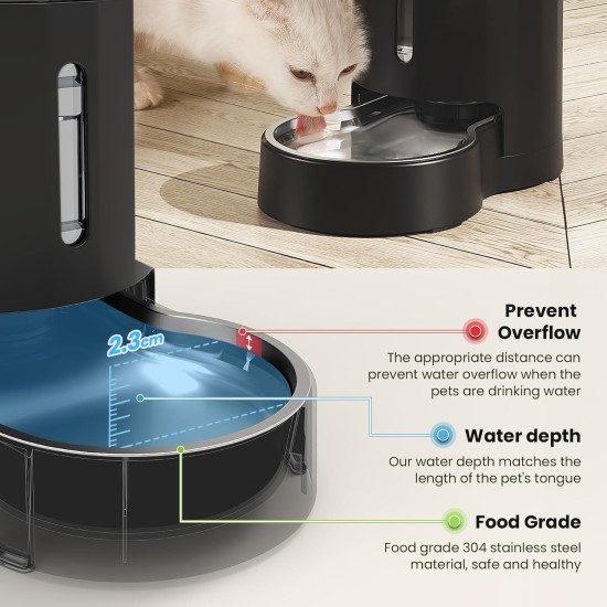 JUNSPOW 7L Stainless Steel Pet Water Dispenser, Large Capacity Gravity Pet Drinker, No Electricity & Ultra Silent Automatic Water Dispenser for Large Dogs/Multi-Cat Household, Black JUNSPOW 7L Stainless Steel Pet Water Dispenser, Large Capacity Gravity Pet Drinker, No Electricity & Ultra Silent Automatic Water Dispenser for Large Dogs/Multi-Cat Household, Black