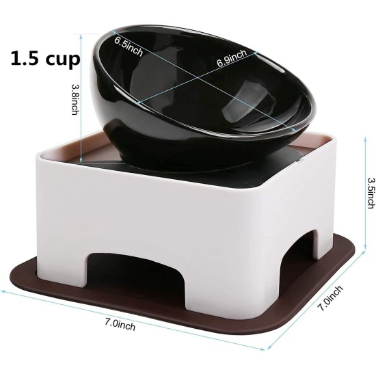 JWPC Bulldog Pet Bowl, Non-Slip Dog Cat Feeding Bowl, Removable Rubber Feeding Bowl, Sterile, Inclined with Slanted Base (Grey, 2 Cup) JWPC Bulldog Pet Bowl, Non-Slip Dog Cat Feeding Bowl, Removable Rubber Feeding Bowl, Sterile, Inclined with Slanted Base (Grey, 2 Cup)
