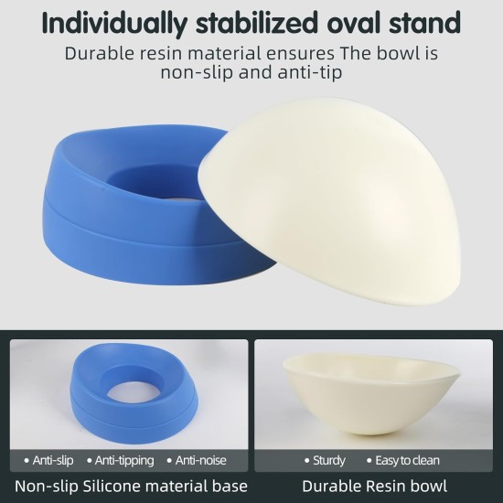 JWPC Bulldog Pet Bowl, Non-Slip Dog Cat Feeding Bowl, Removable Rubber Feeding Bowl, Sterile, Inclined with Slanted Base (Grey, 2 Cup) JWPC Bulldog Pet Bowl, Non-Slip Dog Cat Feeding Bowl, Removable Rubber Feeding Bowl, Sterile, Inclined with Slanted Base (Grey, 2 Cup)